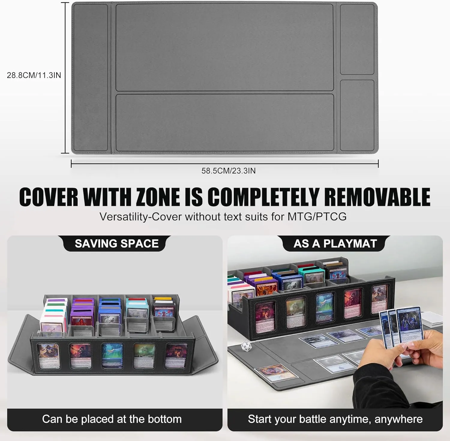 Kabinka Trading Card Storage Box with Commander Display, 5-Row Deck Case with Removable Lid; 3900  Card Deck Box for MTG TCG Sports Cards, 5 Toploaders, 5 Stoppers, 48 Dividers,1 Dice Tray (Black)
