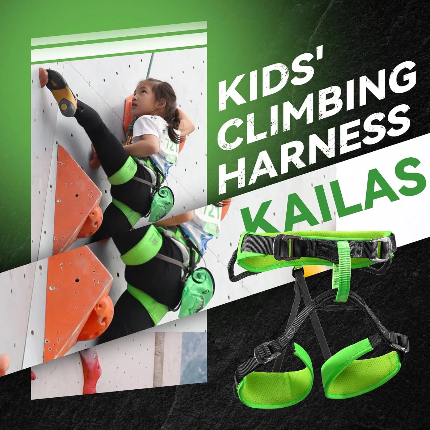 KAILAS Kids Climbing Harness Children's Safety Belt Child Adjustable Rappelling Harness Comfortable Tree Climbing Outdoor