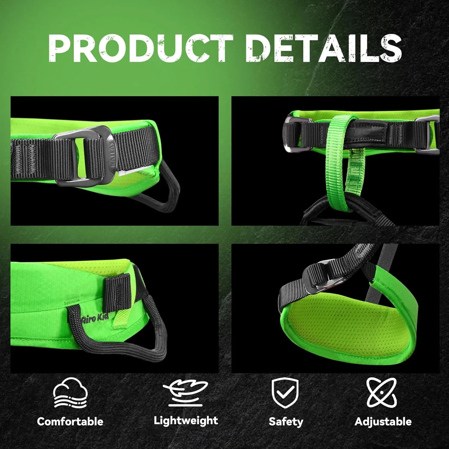 KAILAS Kids Climbing Harness Children's Safety Belt Child Adjustable Rappelling Harness Comfortable Tree Climbing Outdoor