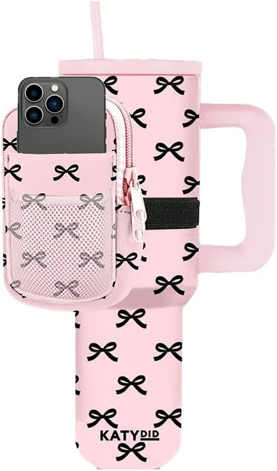 KATYDID Tumbler Zipper Pouch and Phone Holder with 3 Pockets - Compact Water Bottle Pouch for Wallet, Keys, and Phone - Premium Tumbler Accessories