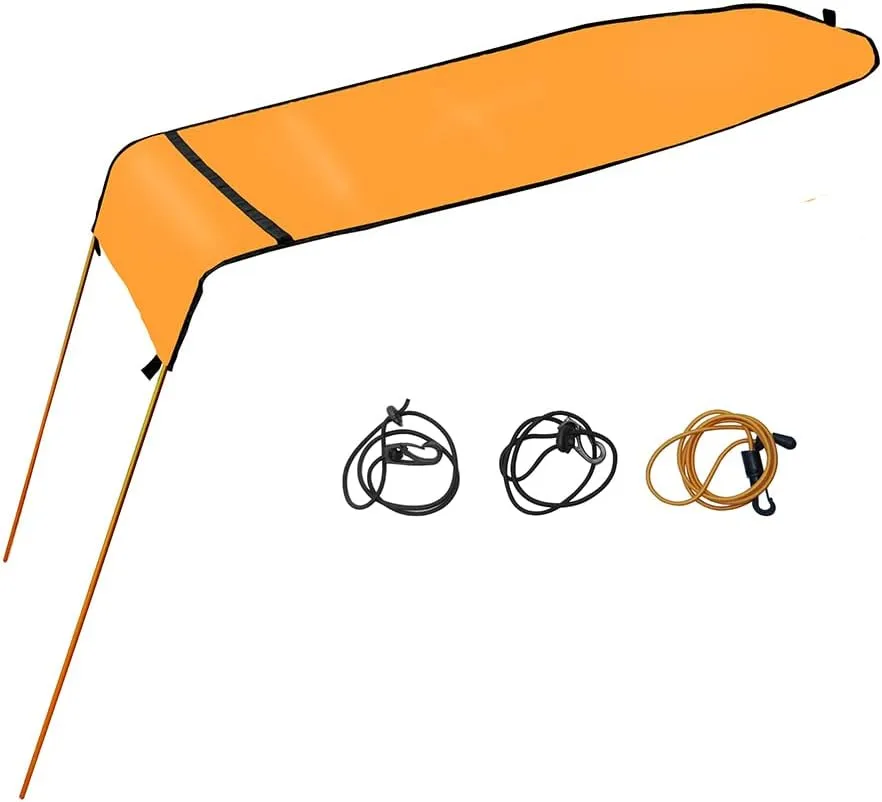 Kayak Sun Shade Canopy, Single Person, Waterproof, Orange, with Mounting Cords