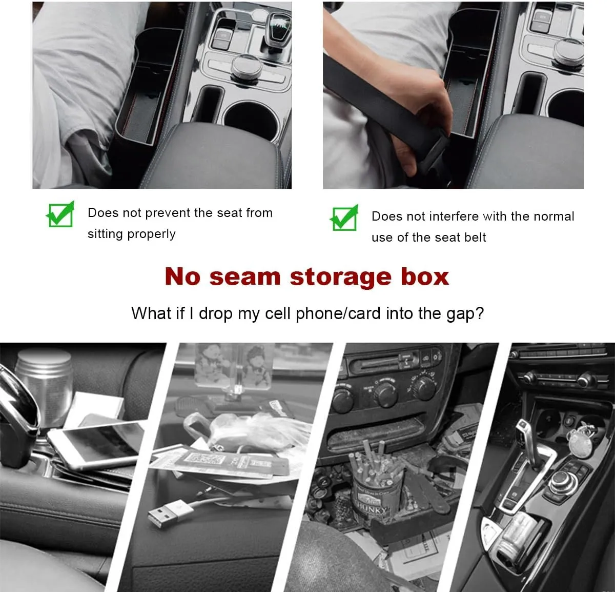 Kewucn Car Seat Gap Filler Organizer, Multifunctional Auto Console Side Storage Box with Cup Holder, Leather Front Seat Organizer for Holding Phone Sunglasses, Car Accessories (Red)