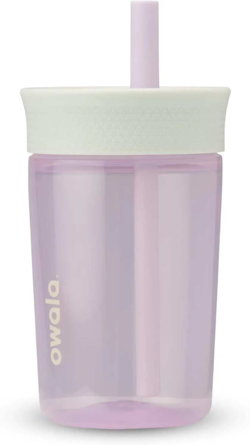 Kids BPA-Free Plastic Tumbler with Spill Resistant Flexible Straw, Easy to Clean, Kids Water Bottle, Great for Travel, Dishwasher Safe, 15 Oz, Mint and Pink, (Unicorn)