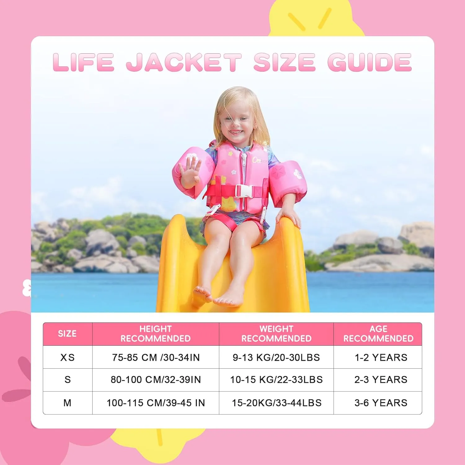 Kids Swim Vest Toddler Floaties Fit 20-44 Lbs Boys and Girls,Kids Swimming Training Vest Adjustable Safety Strap,Toddler Swim Vests with Shoulder Harness Arm Wings for Age 1-6 Years