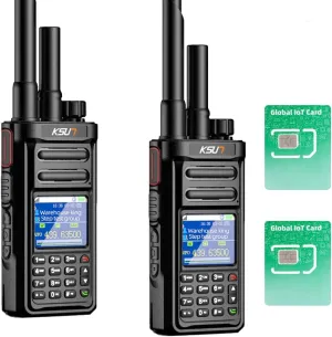 KSUN 4G POC Network Radio with 1 Year SIM Card Walkie Talkies Long Range 1000 Miles, Handheld UHF Dual Mode & Antenna Relay Function,Gifts for Outdoor Hiking, Camping KSUN CT58 (2 Pack)