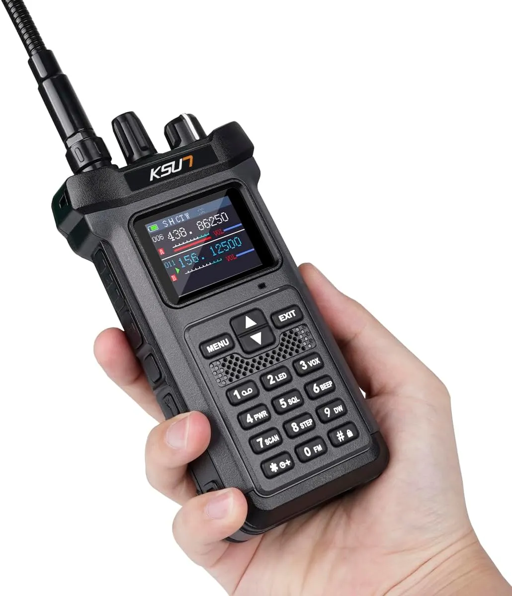 KSUN GMRS Handheld Radio Long Range Walkie Talkies 20 Miles Dual Bands with Gooseneck Antenna NOAA Weather Waterproof 9800mAh Battery Gifts for Cruise Hiking Camping UV119D(1 Pack,Black)