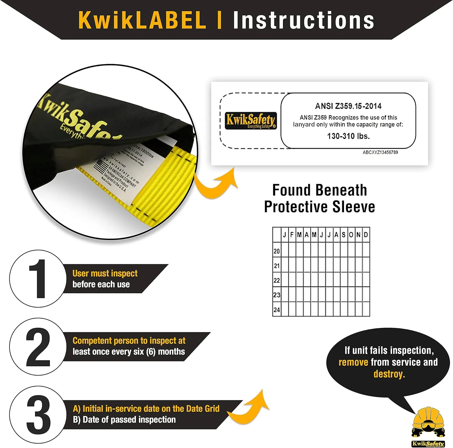 KwikSafety - Charlotte, NC - Rattler [4 Pack] Internal Shock Absorber Single Leg 6ft Safety Lanyard OSHA ANSI Fall Arrest Protection Equipment Snap Hooks Construction Arborist Roofing