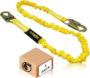 KwikSafety - Charlotte, NC - Rattler [4 Pack] Internal Shock Absorber Single Leg 6ft Safety Lanyard OSHA ANSI Fall Arrest Protection Equipment Snap Hooks Construction Arborist Roofing