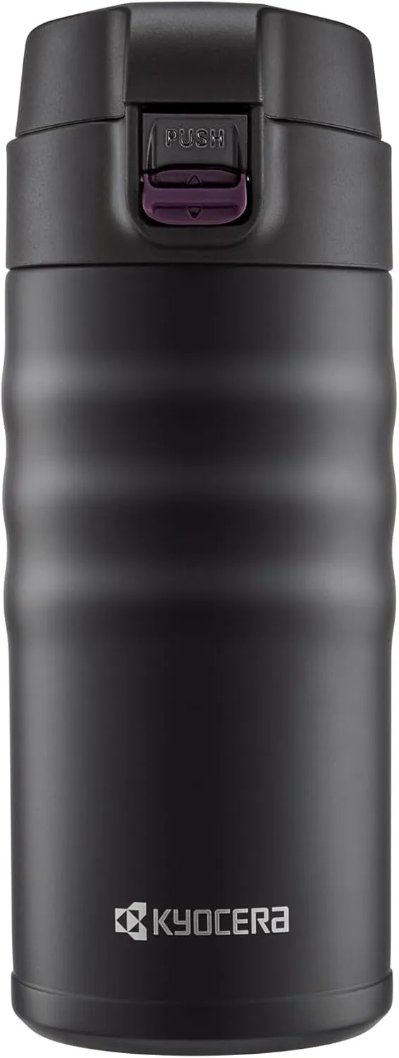 Kyocera 12oz. Ceramic Coated Interior, Double Wall Vacuum Insulated, Stainless Steel Travel Mug-Matt Black