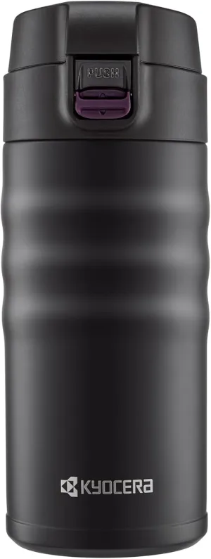 Kyocera 12oz. Ceramic Coated Interior, Double Wall Vacuum Insulated, Stainless Steel Travel Mug-Matt Black