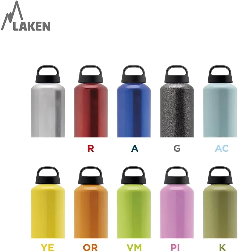 Laken Classic Aluminum Water Bottle, Wide Mouth with Screw Cap and Loop, BPA Free, Made in Spain, 34oz, Turquoise