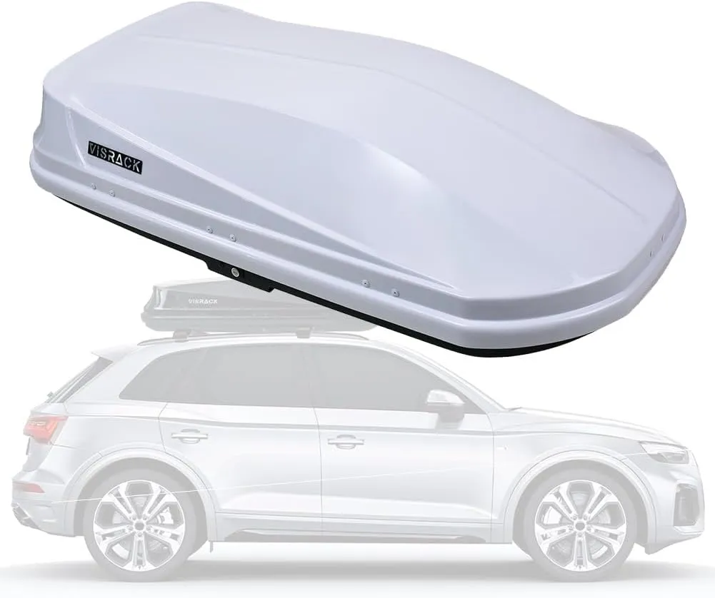 Large Roof Cargo Box, Heavy Hard Shell Roof Cargo Carrier with Security Keys, Roof Box, Cargo Box, Load & Unload from Both Sides, 14 Cubic Feet (Tool-Free Install) - 62" x 31" x 15"