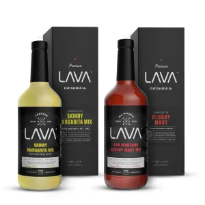 LAVA All Natural San Marzano Bloody Mary Mix Craft Cocktail Mixer & Premium Skinny Margarita Mix by LAVA Craft Cocktail Co., Low Calorie, Lots of Flavor and Ready to Use, 1-Liter (33.8oz) Glas