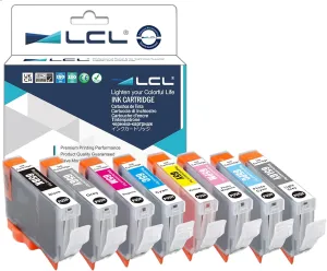 LCL Compatible Ink Cartridge Pigment Replacement for Canon CLI-65 CLI65 PIXMA PRO-200 (8-Pack BK C M Y PC PM GY LGY)