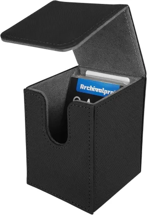 Leather Deck Card Box Sleeves Divider Set Holds 160  Cards, Card Storage Box Fits for TCG CCG Magic Cards(Black)