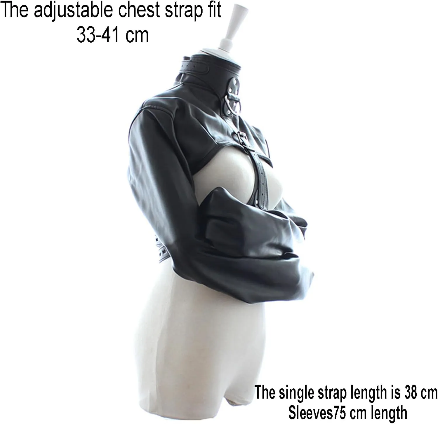 Leather restraint Body Harness Bondage Straight Jacket Adult Costume Hand Cross Arm Guard Sleeve, Novelty Fancy