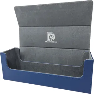 Leather Toploader Cards Storage Case - 180  Toploaders or 500  Sports & Collectors Trading Cards, Lightweight & Waterproof, Assorted Storage & Collectors Box - Blue/Grey