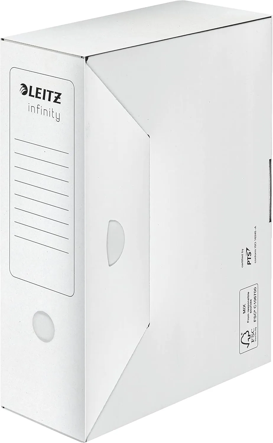 Leitz Infinity Archive Box, Pack of 20, 100 mm Spine Width, A4 Folding Cardboard with Lab, Storage for up to 900 Sheets, Storage Box Made of 100% Acid-Free Cardboard, White, Infinity Archive Series,