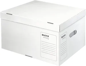 Leitz Infinity Archive Container, Size L, Box for A4 Archive Box 5 x 80 mm/4 x 100 mm, Transport Box with Top Lid, Foldable Cardboard Packaging, 100% Acid Free Corrugated Cardboard, Pack of 20, White,