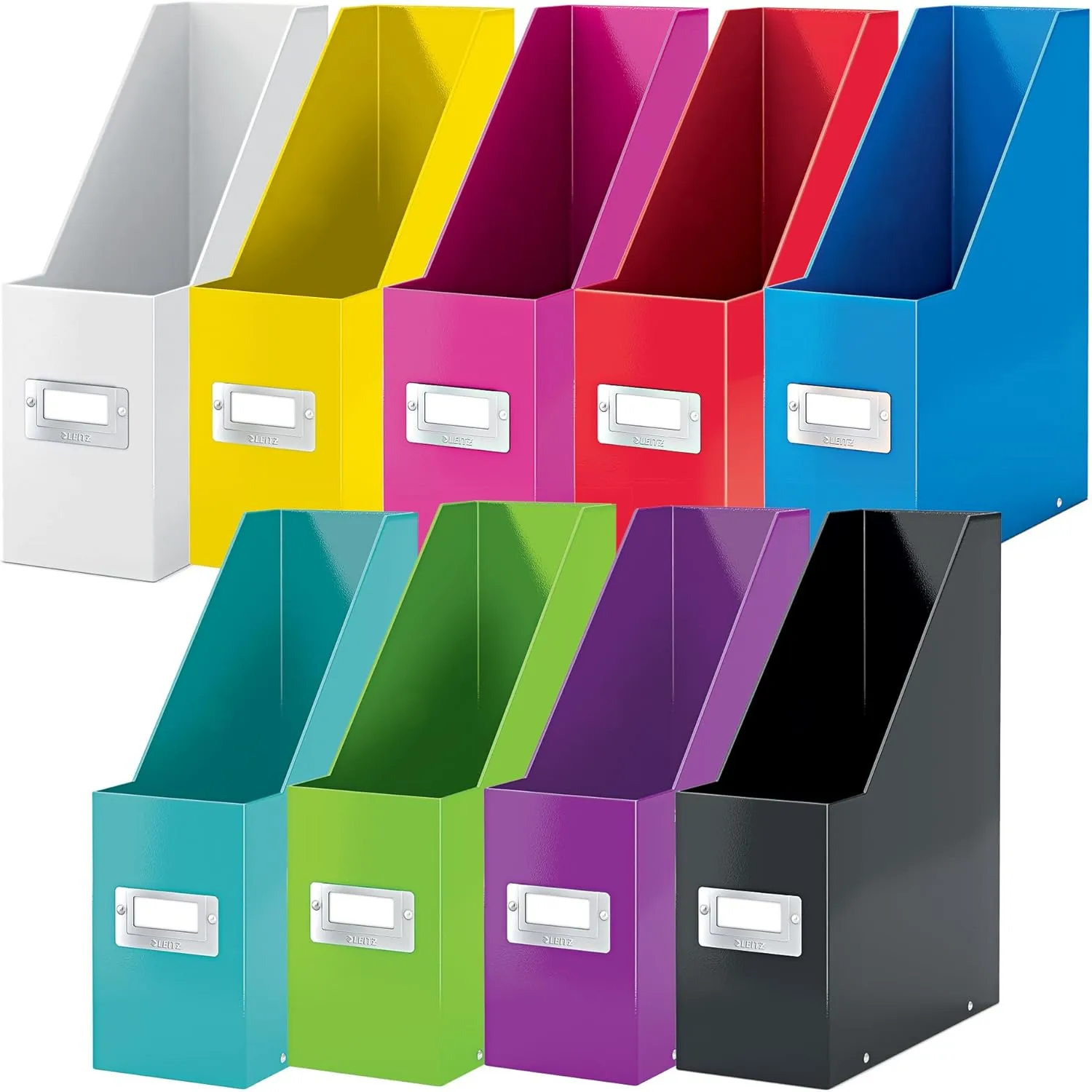 Leitz Magazine File Holder, A4, Cardboard Document Storage Box with Label, Foldable, for Home, Office & School, Click and Store Range 60470023 - Pink