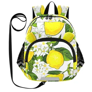 Lemon Blossom Foliage Toddler Harness Backpack for Boys Girls 3-6 Years Kids Backpack with Anti Lost Safety Leash Baby Travel Bag for Preschool Walking Travel