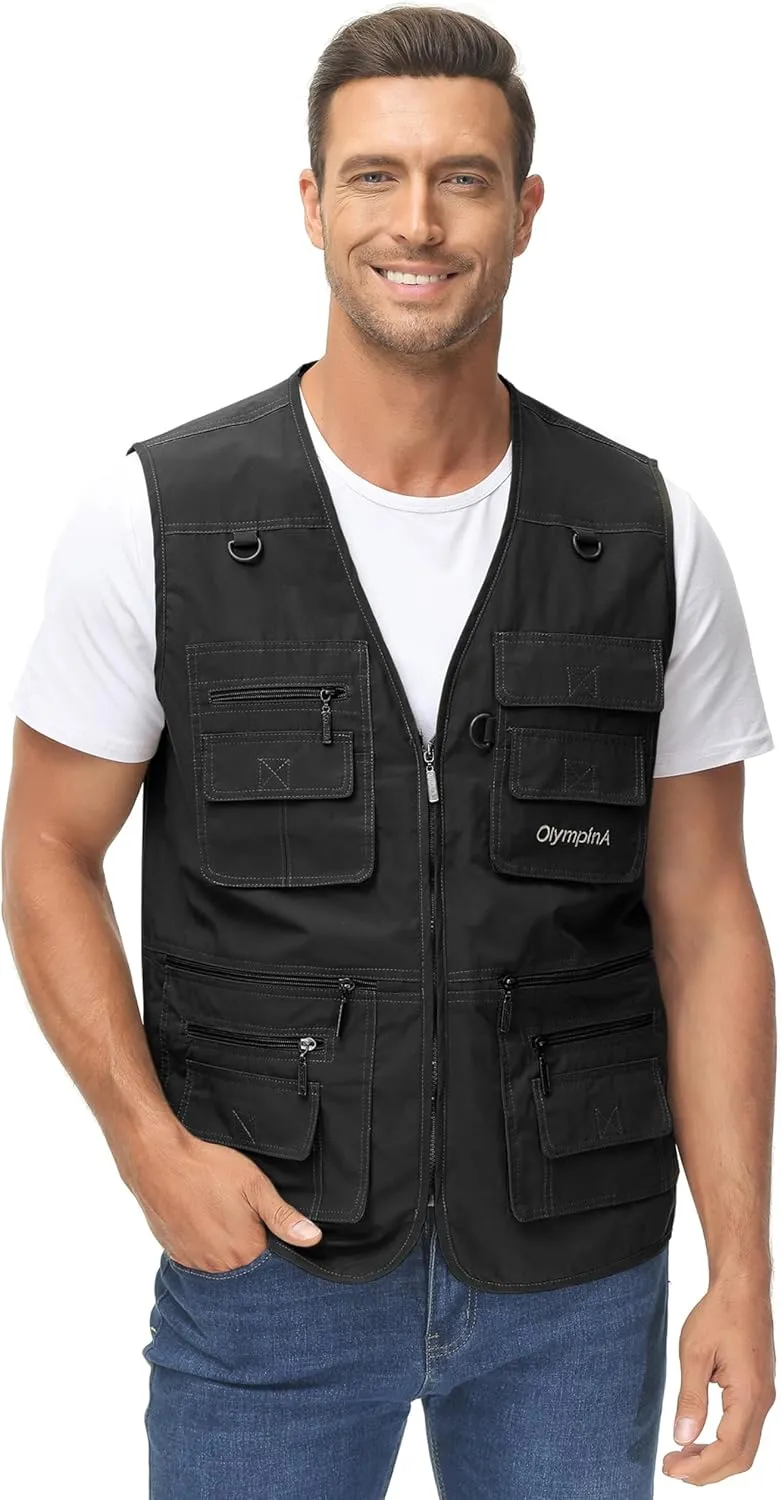 Lentta Men's Fishing Vest Summer Outdoor Lightweight Work Photo Vest 16 Pockets