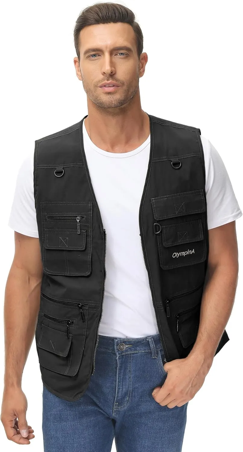 Lentta Men's Fishing Vest Summer Outdoor Lightweight Work Photo Vest 16 Pockets