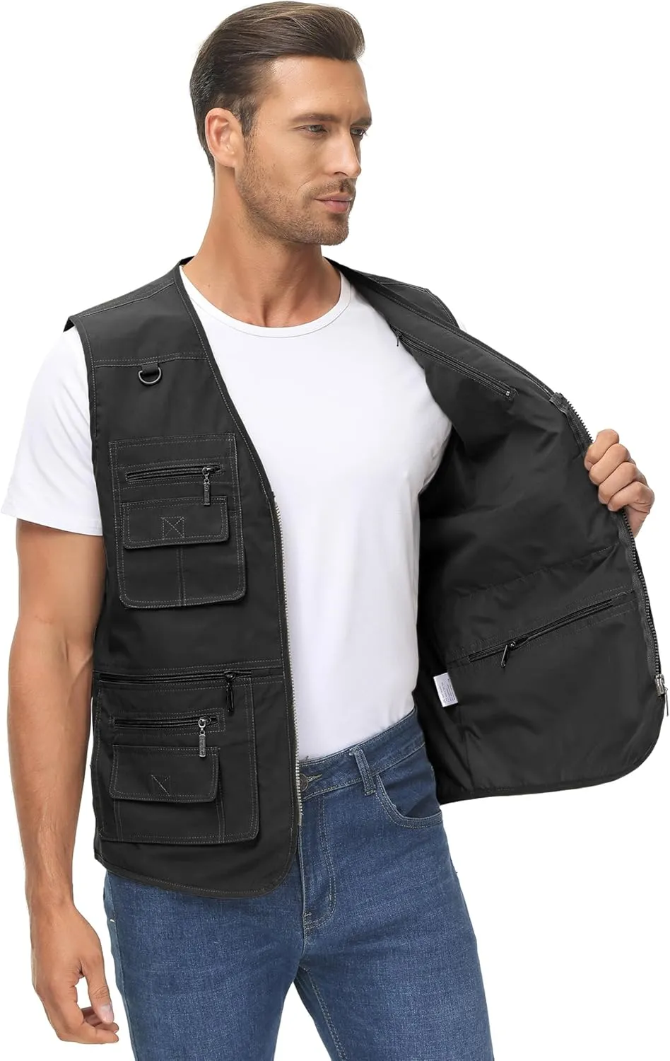 Lentta Men's Fishing Vest Summer Outdoor Lightweight Work Photo Vest 16 Pockets