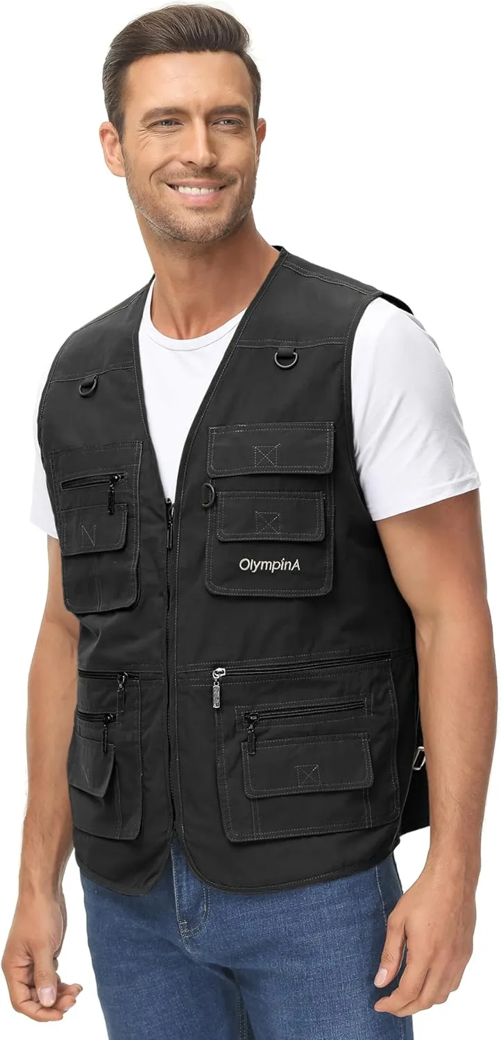 Lentta Men's Fishing Vest Summer Outdoor Lightweight Work Photo Vest 16 Pockets