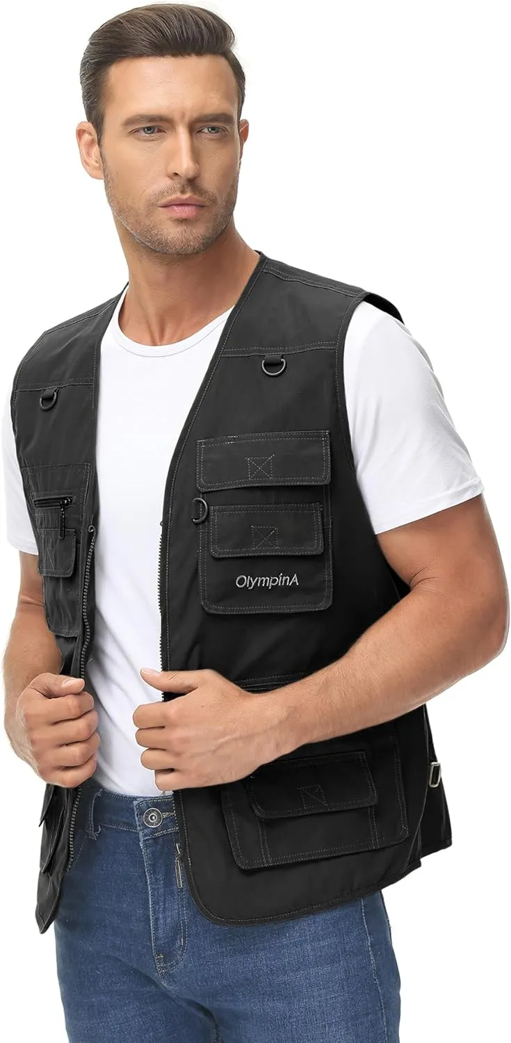 Lentta Men's Fishing Vest Summer Outdoor Lightweight Work Photo Vest 16 Pockets