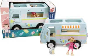 Leo & Friends Wooden Ice Cream Van - Educational Toy for Toddlers - 3 Years and Up Ages Kids Toy - 3-Piece Ice Cream Truck Toy for Kids - Christmas Birthdays