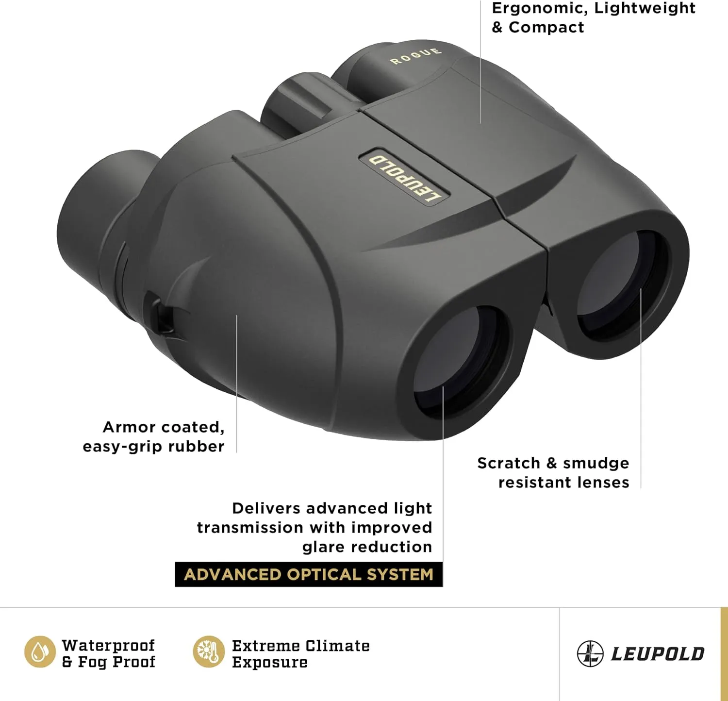 Leupold BX-1 Rogue Binoculars, 10x25mm (59225)