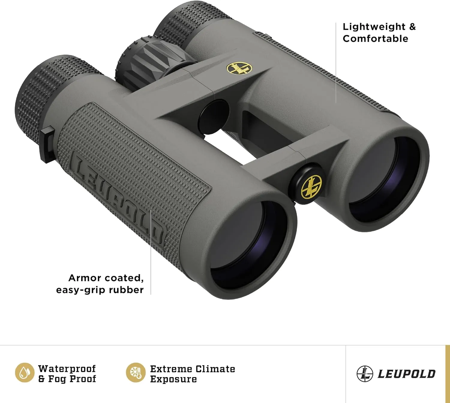 Leupold BX-4 Pro Guide HD Binoculars, 12x50mm, Shadow Gray (172675)