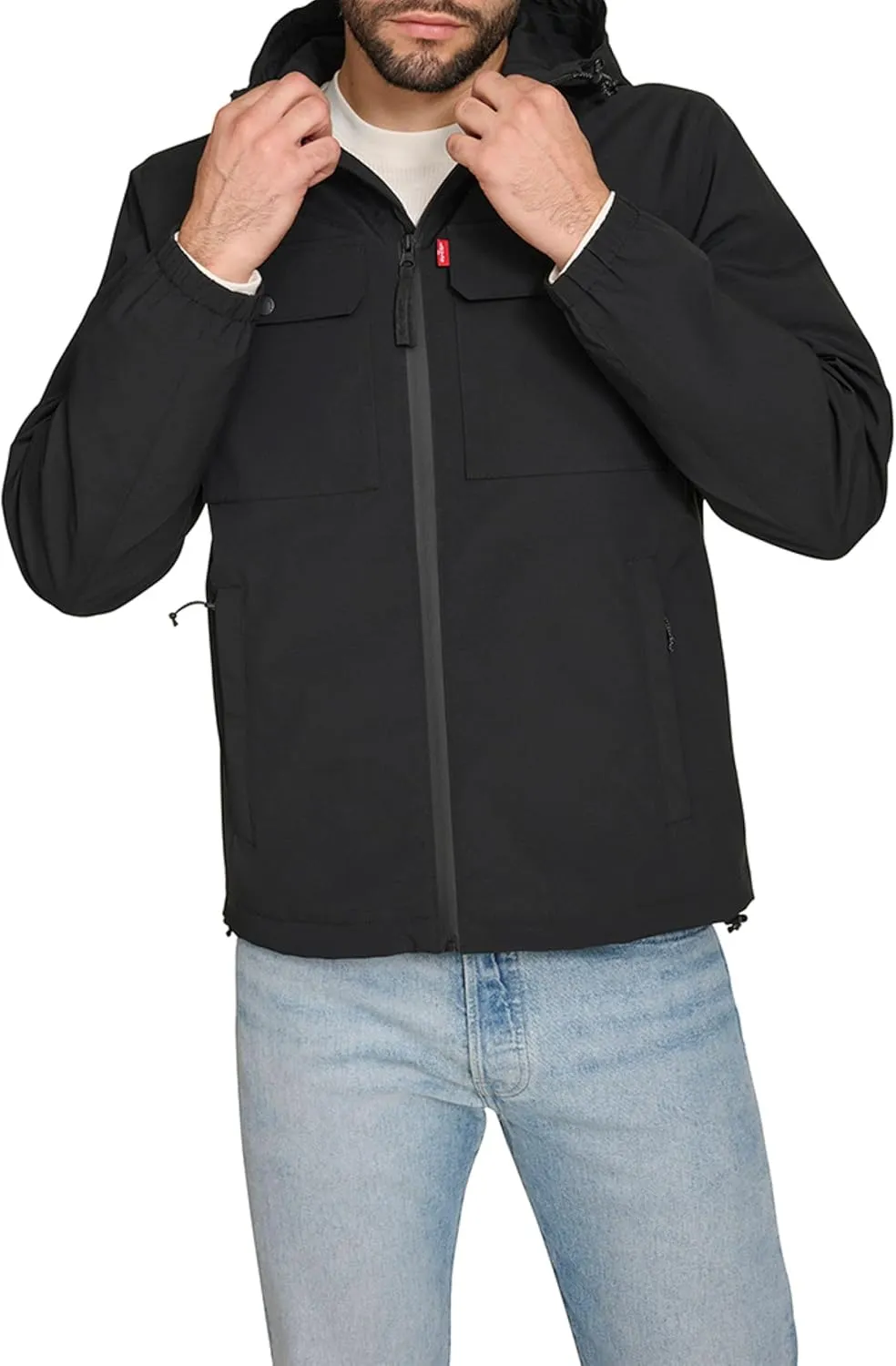 Levi's Men's Hooded Waterproof Arctic Cloth Rain Jacket