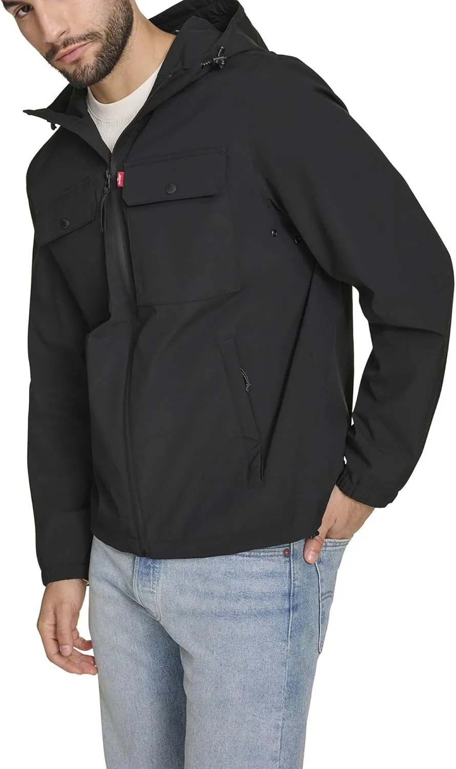Levi's Men's Hooded Waterproof Arctic Cloth Rain Jacket