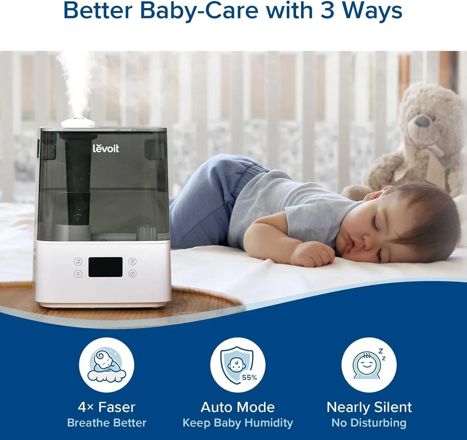 LEVOIT Smart Humidifiers for Bedroom Large Room Home,(6L) Cool Mist Top Fill Essential Oil Diffuser for Baby & Plants,Smart App & Voice Control, Rapid Humidification & Auto Mode-Quiet Sleep Mode, Gray