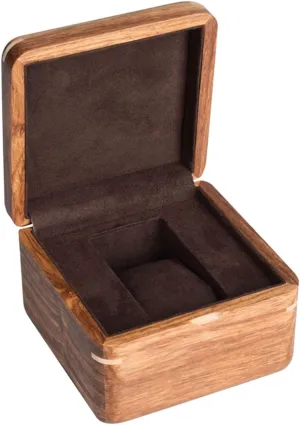 LHX Wooden Watch Box Convenient Watch Storage Box 11.5 * 11.5 * 8.3CM(Dark)