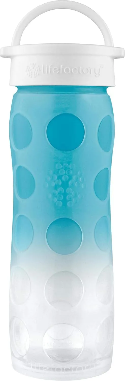 Lifefactory 16-Ounce BPA-Free Glass Water Bottle with Classic Cap and Silicone Sleeve, Ultramarine Ombre
