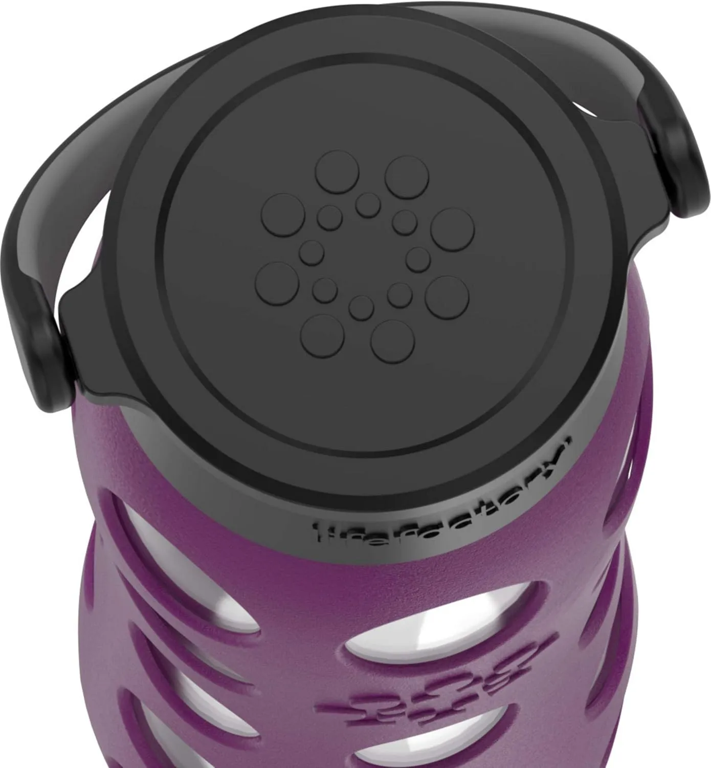 Lifefactory 22-Ounce BPA-Free Glass Water Bottle with Classic Cap and Protective Silicone Sleeve, Plum