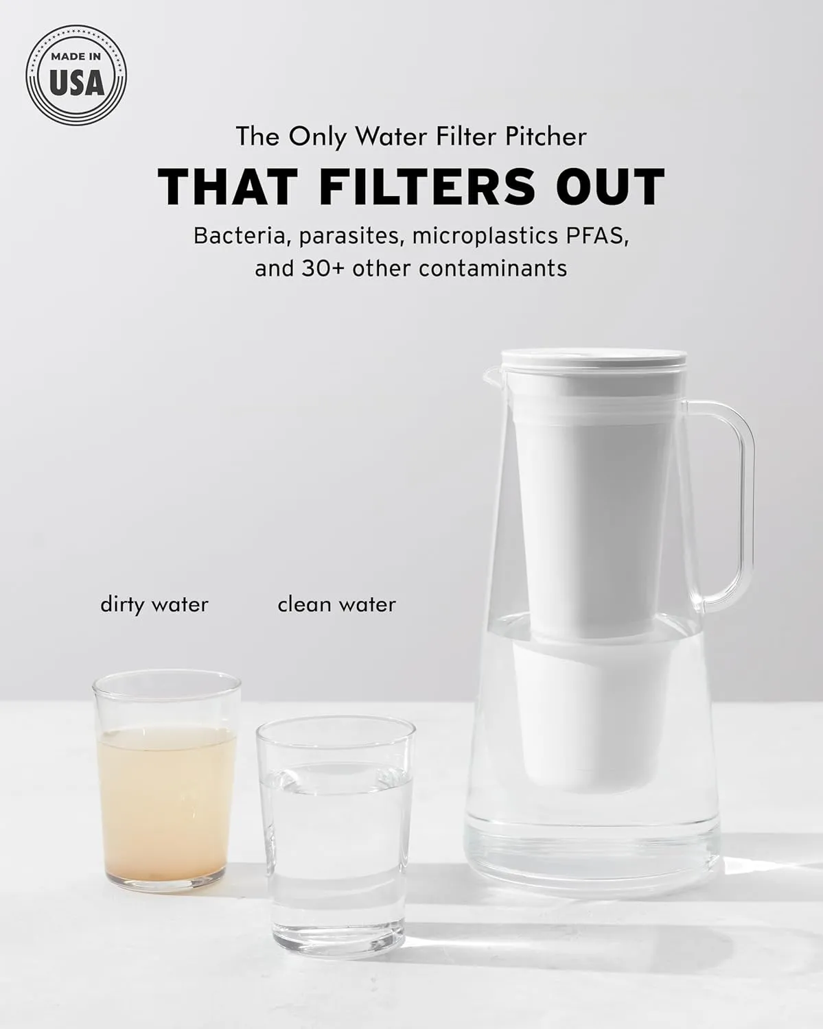 LifeStraw Home – Water Filter Pitcher, 10-Cup, Pebble, BPA Free Designed for Everyday Protection Against Bacteria, parasites, microplastics, Lead, Mercury, PFAS and a Variety of Chemicals