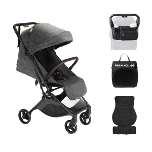 Lightweight Baby Travel Stroller with Carbor Fiber Frame, Compact & Airplane-Friendly, One-Handed Folding Design, 11.6 lbs, Perfect for Toddlers, Organizer & Cushion Included, Black