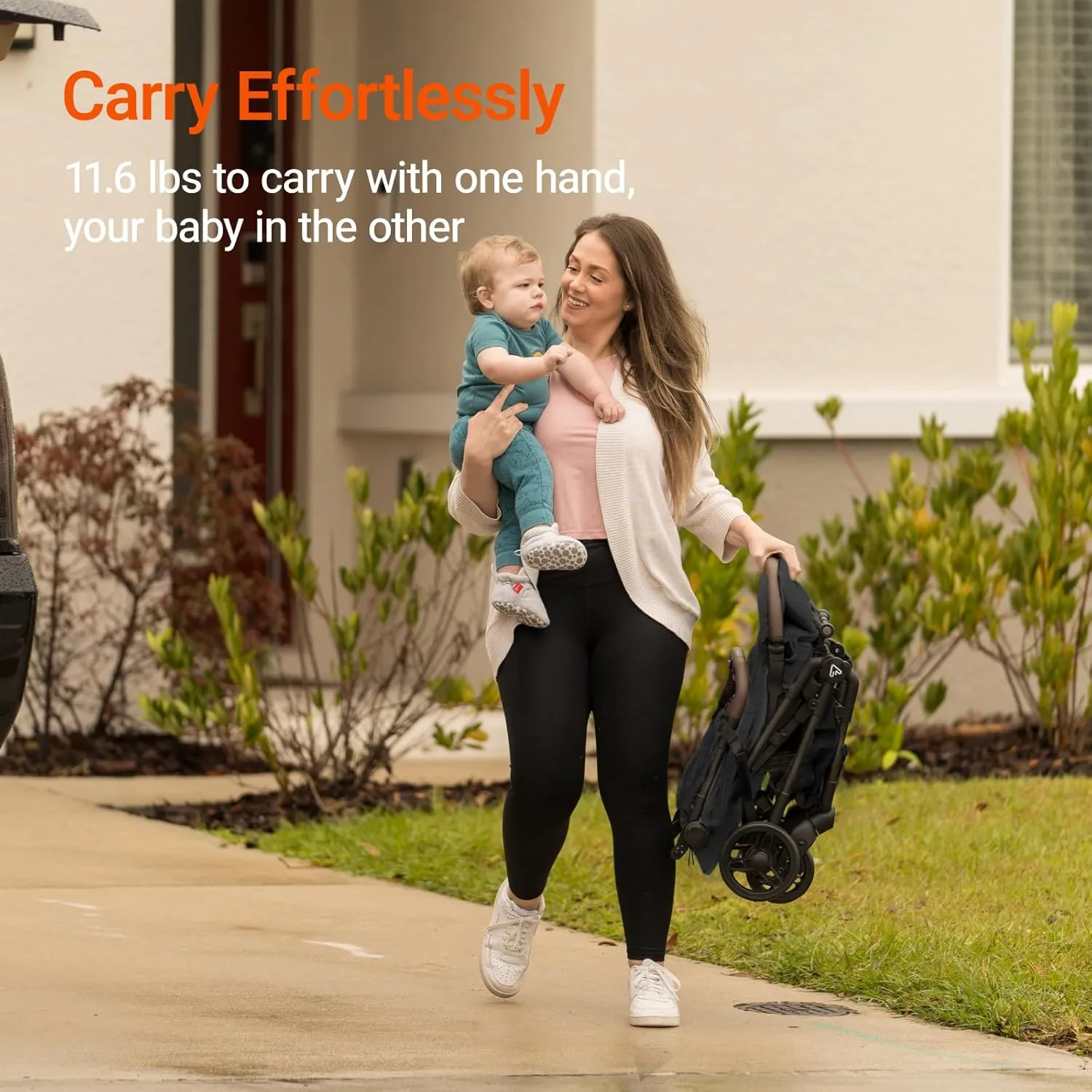 Lightweight Baby Travel Stroller with Carbor Fiber Frame, Compact & Airplane-Friendly, One-Handed Folding Design, 11.6 lbs, Perfect for Toddlers, Organizer & Cushion Included, Black
