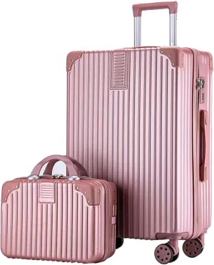 Lightweight Suitecase With Carry-on Bag, With Spinner Wheels, Expandable Luggage, Equipped With Anti-pick Combination Lock (Color : 22 Bag, Size : Rose)