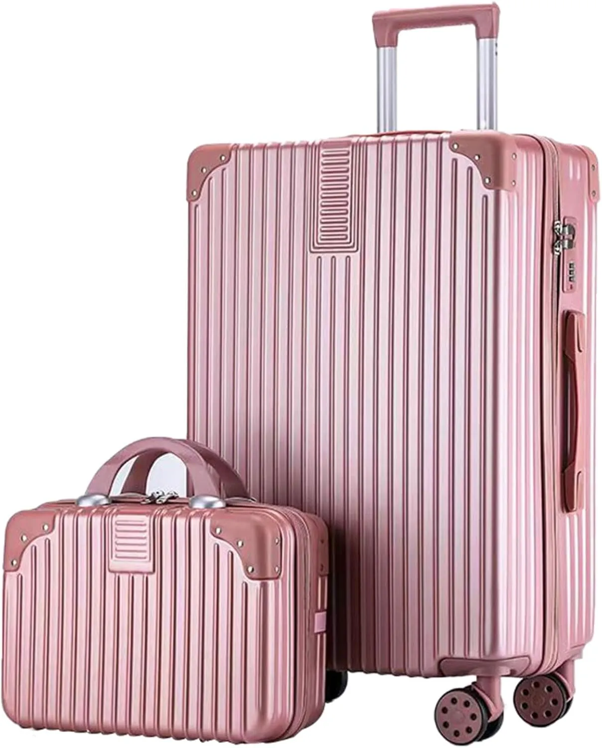 Lightweight Suitecase With Carry-on Bag, With Spinner Wheels, Expandable Luggage, Equipped With Anti-pick Combination Lock (Color : 22 Bag, Size : Rose)