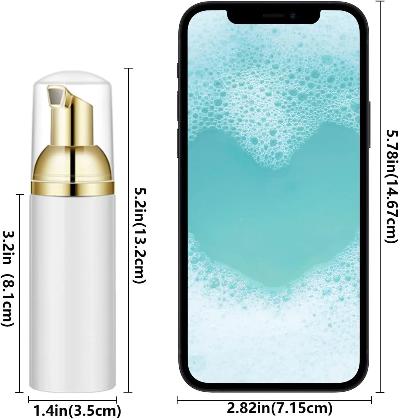 Lil Ray 50PCS White Foam Bottle with Gold Pump, Empty Travel Foaming Dispensers for Hand Soap,Lash Shampoo(2 Oz)
