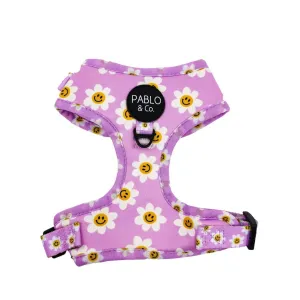 Lilac Smiley Flowers Adjustable Dog Harness
