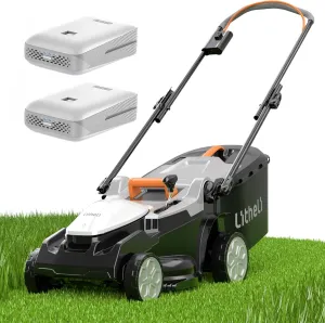 Litheli 16 Inch Lawn Mower 2x20V Electric Coreless Lawn Mower Lightweight Push Mower with 6-Position Height Adjustment, 2 x 4.0Ah Battery Include