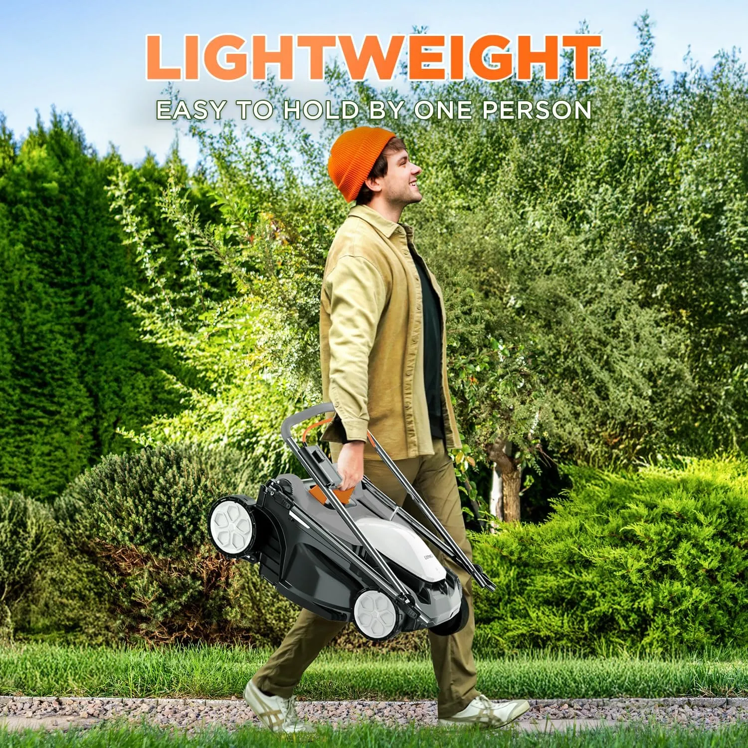 Litheli 16 Inch Lawn Mower 2x20V Electric Coreless Lawn Mower Lightweight Push Mower with 6-Position Height Adjustment, 2 x 4.0Ah Battery Include