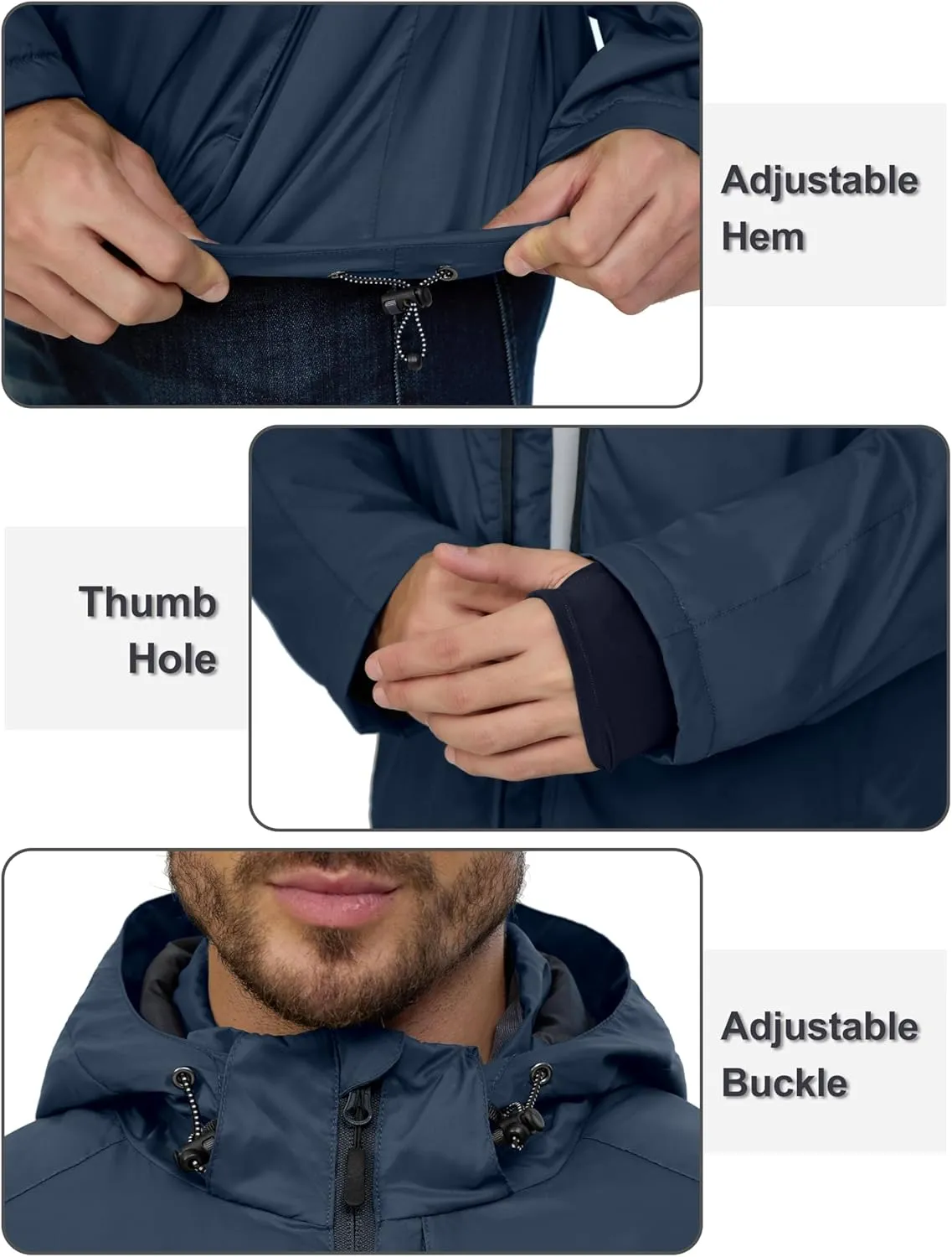 Little Donkey Andy Men's Winter Heat Reflective Jackets Water-Resistant Detachable hooded Insulated Thermal Ski Snow Coat