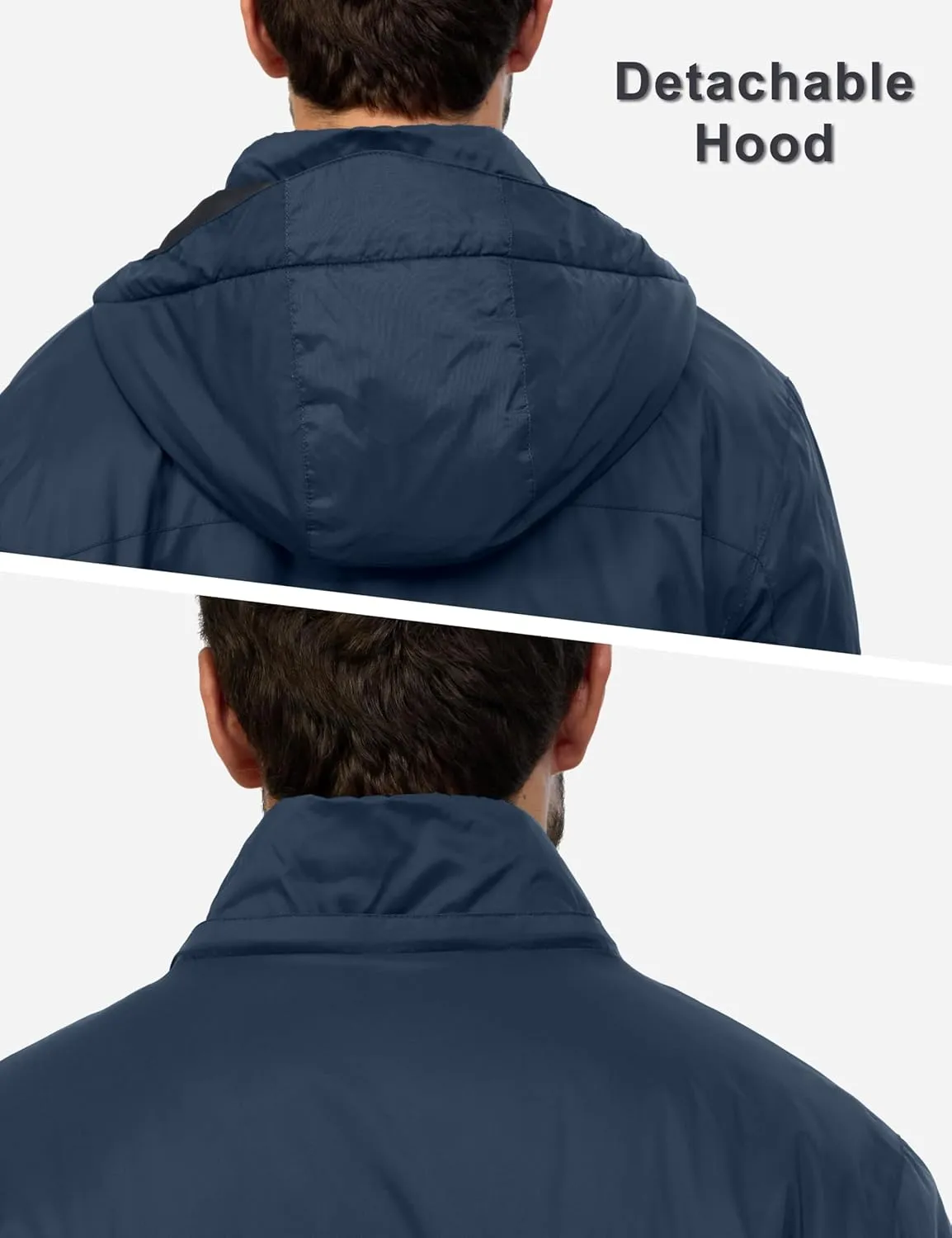 Little Donkey Andy Men's Winter Heat Reflective Jackets Water-Resistant Detachable hooded Insulated Thermal Ski Snow Coat